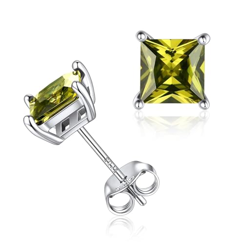 ChicSilver 925 damen Silber Birthstone Ohrstecker für Mädchen August kleine Quadrat Ohrstecker minimalistischen Schmuck Brautjungfer Geschenke von ChicSilver