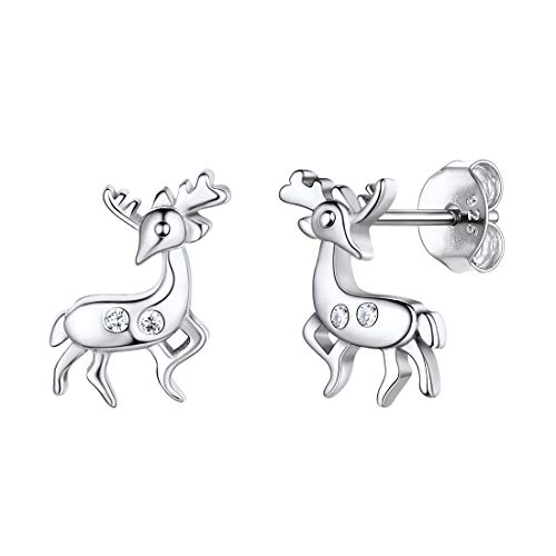 ChicSilver 925 damen mädchen Sika Hirsch Ohrstecker Süße Hirsch Ohrring Kleiner Kinderohrstecker für Weihnachten Halloween Geburtstag von ChicSilver