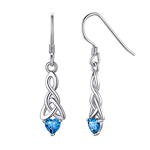 ChicSilver 925 mädchen Silber Tropfen Keltischer Knot Ohrring für Dezember Mädchen Ohrstecker mit blauen Zirkonia Geburtstagsgeschenk von ChicSilver