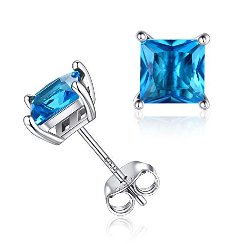 ChicSilver 925 mädchen Silber Quadrat Ohrstecker Schmuck für Dezember Mädchen Ohrstecker mit blauen Tansanit Geburtstagsgeschenk von ChicSilver