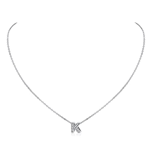 ChicSilver 925 silberkette buchstabe K Kette mit Zirkonia Damen Silber Buchstabekette für Damen und Herren als schöne Geschenk für Hochzeit Verlorbung von ChicSilver