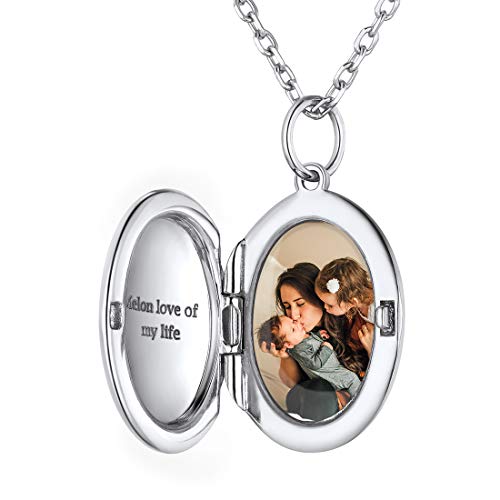 ChicSilver 925 Bild Amulett für Damen, Ovaler Medaillon Anhänger für Foto, Personalisierter Amulett Schmuck für Sie und Ihre Geliebte von ChicSilver