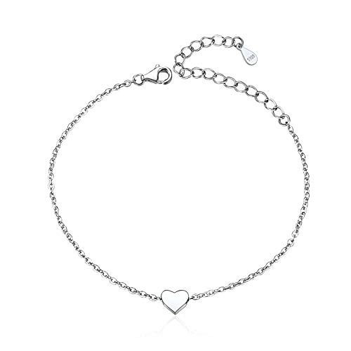 ChicSilver 925er Sterling Silber Armband auch als Fußkette mit Herz Anhänger mit 16+5cm Verlängerung mit Geschenkebox für Kinder von ChicSilver