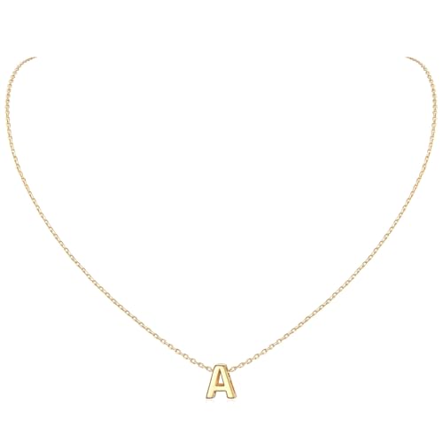 ChicSilver Buchstaben Kette Gold Damen BFF Halskette mit Buchstabe A Anhänger kürz Mädchen Halskette als Geburtstag Geschenke von ChicSilver