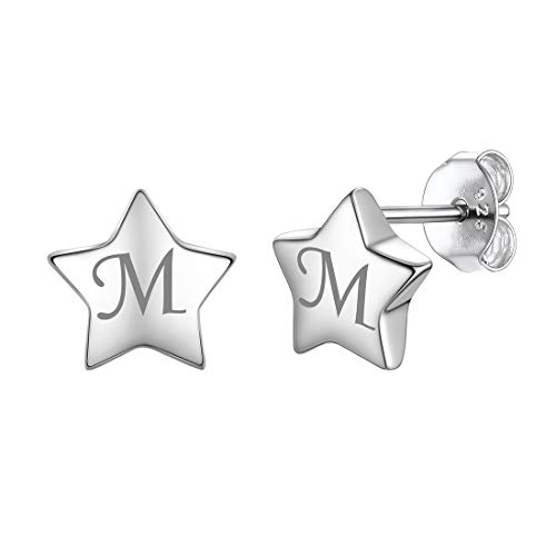 ChicSilver 925er Sterling Silber Stern Ohrstecker mit Gravur für Mädchen und Frauen Tiny Stern Ohrring für Valentinstag Geburtstag von ChicSilver