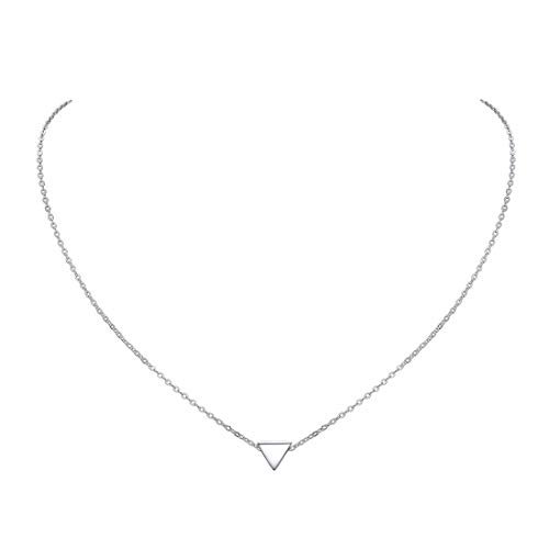 ChicSilver Silberkette für Damen Mädchen, 925er Sterling Silber Triangel Anhänger mit Rolokette, Minimalisitischer Schmuck für Freundin Ehefrau Tochter von ChicSilver