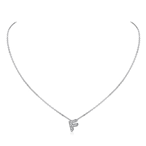 ChicSilver BFF Silberkette mit Buchstabe F Damen Silber Buchstabenanhänger Letter Chain mit Zirkonia für Sie und Ihre Lieber von ChicSilver
