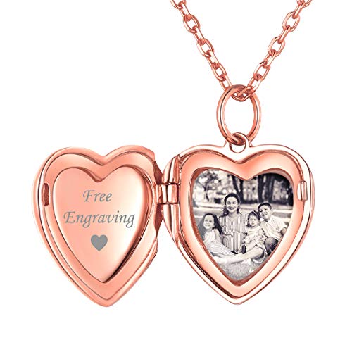 ChicSilver Bild Medaillon Rosegold Herzanhänger Damen Amulett personalisierter Fotoanhänger mit Geschenkebox für Damen und Mädchen von ChicSilver