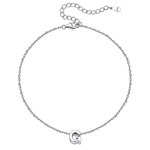 ChicSilver Buchstabe G Fußkette aus 925er Sterling Silber Buchstabenanhänger mit 22+5cm Fußkette mit Geschenkebox für Damen und Frauen von ChicSilver