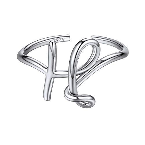 ChicSilver Buchstabe H Ring Damen Silber verstellbare Ring Partner Ring für Paar Pärchen von ChicSilver