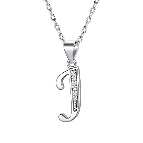 ChicSilver Buchstabe J Halskette Alphabet Halskette mit Zirkonia Platin Buchstabenkette mit Schmucketui perfekt als Alltag Schmuck von ChicSilver