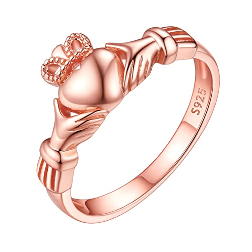 ChicSilver Claddagh Ring für Damen Mädchen romantischer Liebesring Promise Ehering in Größe 18.9 Trauring Verlorbungsring Hochzeitsring Freundschaftsring für Mädchen Frauen von ChicSilver