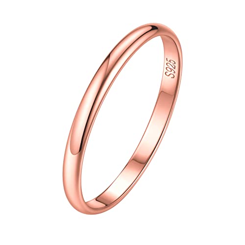 ChicSilver Damen 2mm breit Rosegold Bandring Hochglanzpoliert Fingerring Einfach Knöchelring in Ringgröße 54 Partnerring für Mama Freundin von ChicSilver