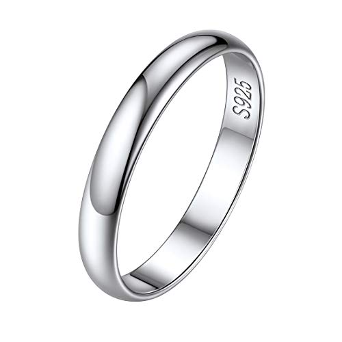 ChicSilver Damen 3mm breit Bandring Hochglanzpoliert Stapelring in Ringgröße 54 Fingerring Einfach Partnerring für Mama Freundin von ChicSilver