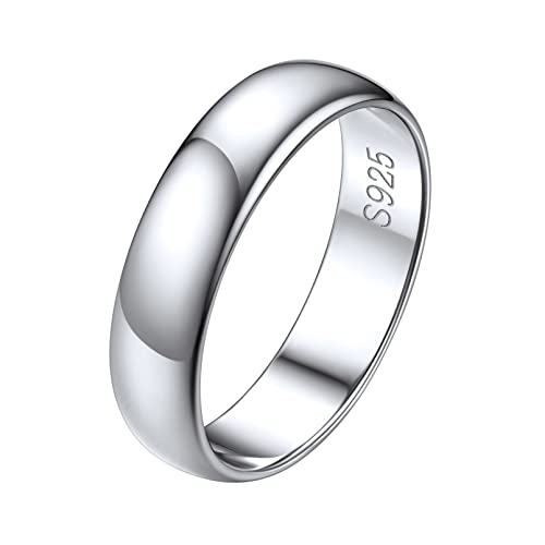 ChicSilver Damen 5mm breit Bandring Hochglanzpoliert Stapelring Fingerring in Ringgröße 54 Einfach Partnerring für Mama Freundin von ChicSilver