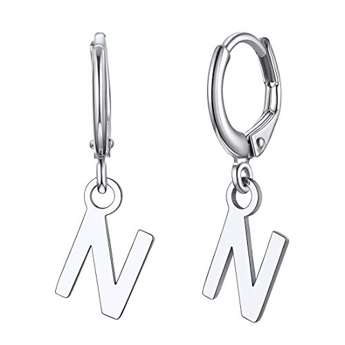 ChicSilver Damen Creolen Hoop Ohrhänger mit Buchstabe N Ohrringe Coole Freundschafts Partner Ohrschmuck von ChicSilver