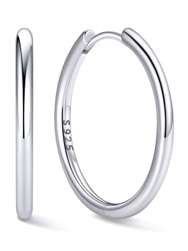 ChicSilver Damen Helix Piercings Ohrringe 18mm Silber 925 Mini Creolen Silber für Frauen Damen von ChicSilver