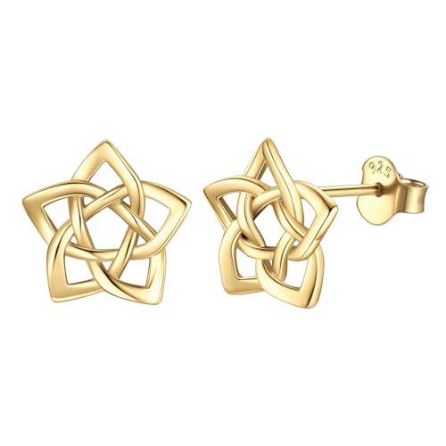 ChicSilver Damen Keltischer Knot Ohrstecker vergoldet Pentagramm Ohrstecker für Weihnachten Valentinstag Muttertag von ChicSilver