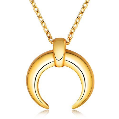 ChicSilver Damen Kette, goldkette mit Halbmond Anhänger, Charm Halbmond Halskette mit Geschenkbox für Valentinstag Geburtstag Muttertag von ChicSilver