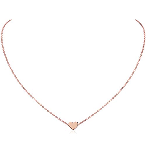 ChicSilver Damen Kette mit Herz Anhänger, 925 Rosegold Filigrane Herzkette, Minimalisitischer Herz Schmuck für Freundin Ehefrau Mama Tochter von ChicSilver