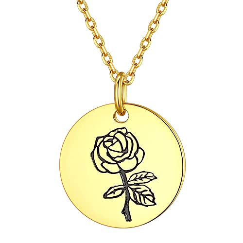 ChicSilver Damen Mädchen Halskette mit Geburtsblume Rose Anhänger goldene Rose Halskette Versprechen Kette von ChicSilver