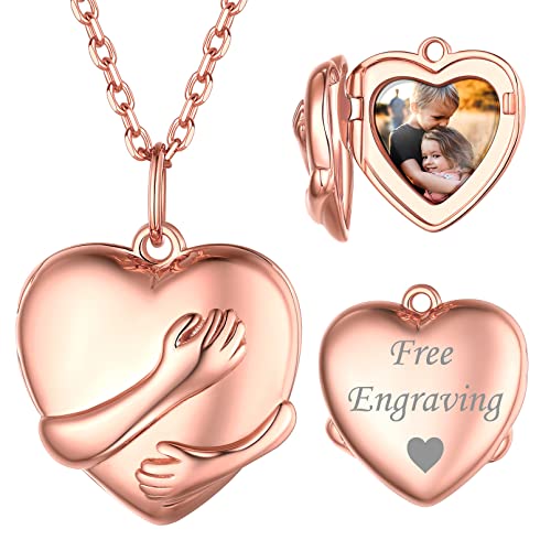 ChicSilver Damen Mädchen Herz Medaillon Rosegold Herz Anhänger mit Foto Herzform zum öffnen Beste Muttertaggeschenke personalisierter Fotoanhänger von ChicSilver