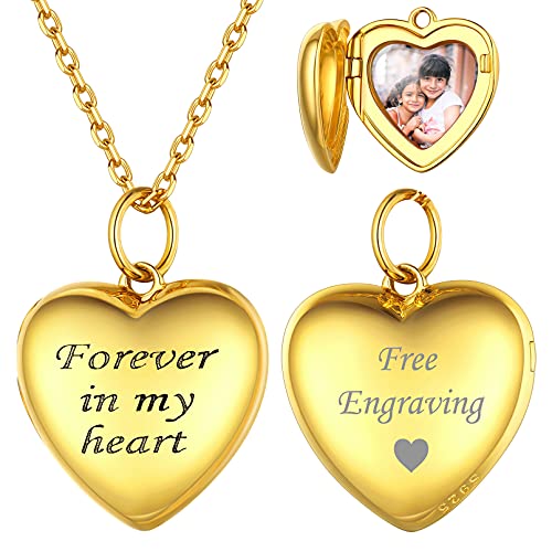 ChicSilver damen Mädchen Herz Medaillon zum öffnen Foto Bild Amulett mit „Forever in my heart“ Schrift Photo Bild Amulett mit Gravur für Freundin Ehefrau Liebeskind von ChicSilver