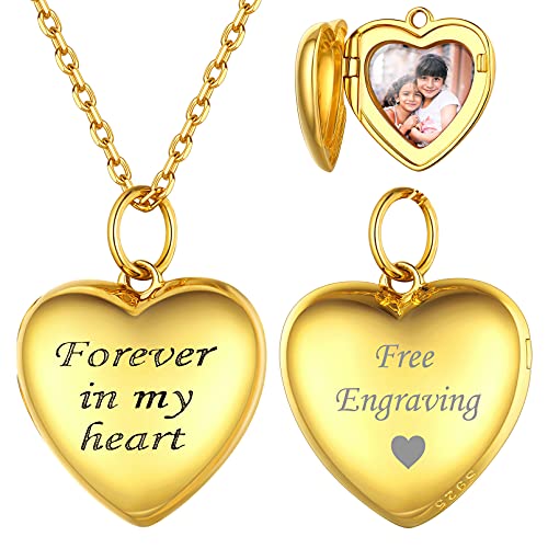 ChicSilver Damen Mädchen Herz Medaillon zum öffnen Foto Bild Amulett mit „Forever in My Heart“ Schrift Photo Bild Amulett mit Gravur für Freundin Ehefrau Liebeskind von ChicSilver