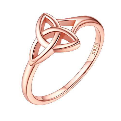 ChicSilver Damen Mädchen Midi Vorsteckerring Rosegold Irischer Triquetra Knot Fingerring in Ringgröße 18.2 Promise Ehering Verlorbungsring für Valentinstag Weihnachten von ChicSilver