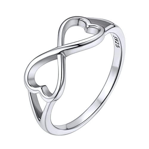 ChicSilver Damen Mädchen Midi Vorsteckerring Silber Herz Infinity Unendlichkeit Fingerring in Ringgröße 57 Promise Ehering Verlorbungsring Freundschaftsring für Valentinstag Weihnachten von ChicSilver