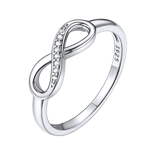 ChicSilver Damen Mädchen Midi Vorsteckerring Silber Infinity Unendlichkeit Fingerring mit Zirkonia in Ringgröße 57 Promise Ehering Verlorbungsring für Valentinstag Weihnachten von ChicSilver