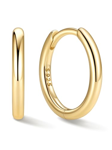 ChicSilver Damen Piercings Ohrringe Silber 925 10mm Helix Piercings Gold Creolen 10mm Wasserfest Ohrstecker Modeschmuck von ChicSilver