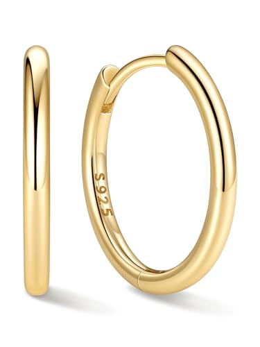 ChicSilver Damen Piercings Ohrringe Silber 925 14mm Helix Piercings Gold Creolen 14mm Wasserfest Ohrstecker Modeschmuck von ChicSilver