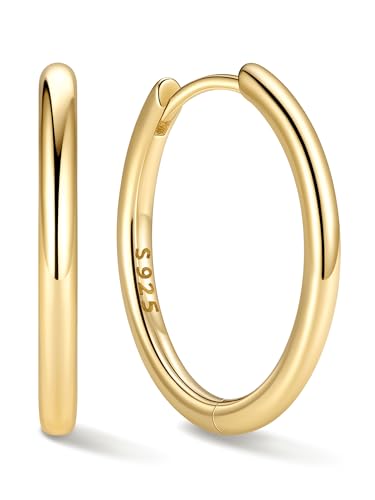 ChicSilver Damen Piercings Ohrringe Silber 925 16mm Helix Piercings Gold Creolen 16mm Wasserfest Ohrstecker Modeschmuck von ChicSilver