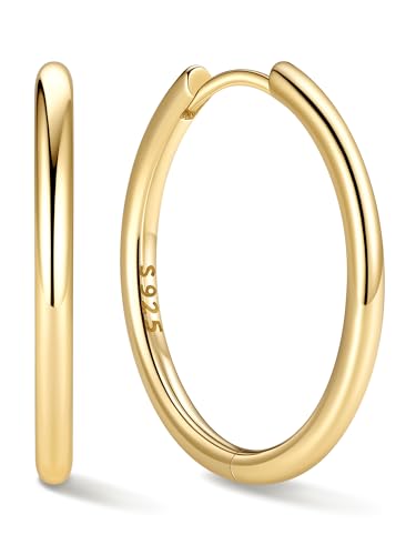 ChicSilver Damen Piercings Ohrringe Silber 925 18mm Helix Piercings Gold Creolen 18mm Wasserfest Ohrstecker Modeschmuck von ChicSilver