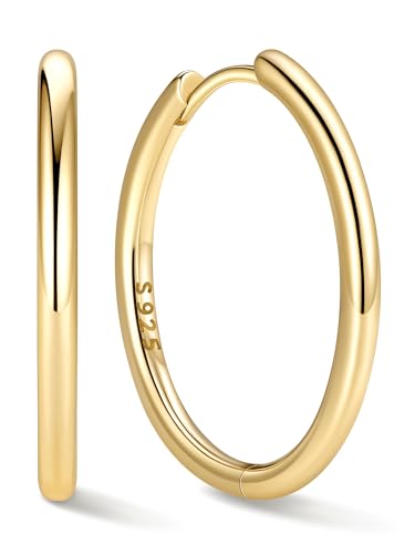 ChicSilver Damen Piercings Ohrringe Silber 925 20mm Helix Piercings Gold Creolen 20mm Wasserfest Ohrstecker Modeschmuck von ChicSilver