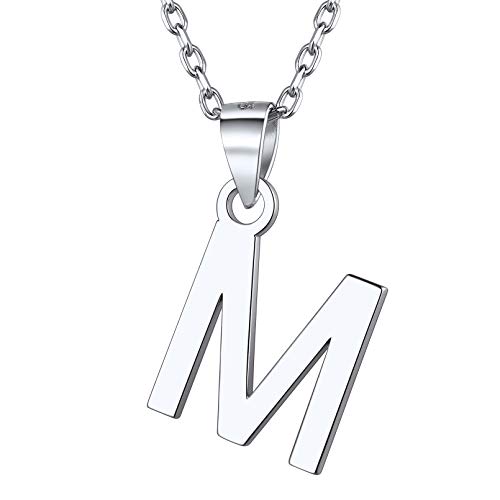 ChicSilver Damen Silberkette mit Buchstabe M Anhänger Freundschafts Partnerkette mit Schmuckbox von ChicSilver
