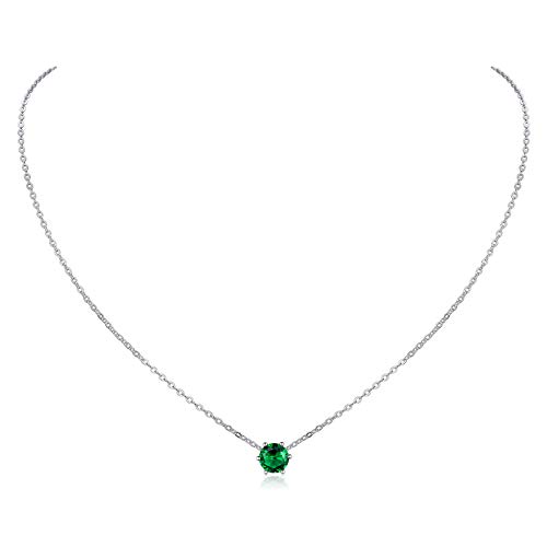 ChicSilver Damen Silberkette mit Smaragd Geburssteine Halskette mit Zirkonia mit Geschenkebox für Weihnachten Geburstag von ChicSilver