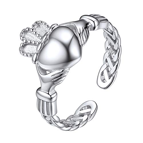 ChicSilver Damen Silberring Irischer Claddagh Fingerring mit Keltischer Knot Mädchen Ring mit Geschenkebox für Freundin Ehefrau von ChicSilver