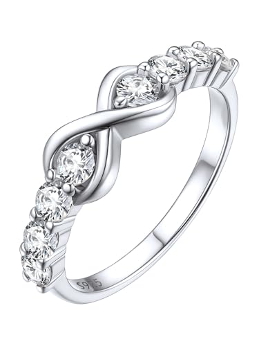 ChicSilver Damenring Silber 925 Zirkonia Größe 47 – 67 mm Ringe Zwei Kreise Schmuck Original Geschenke zum Geburtstag für Mutter Tochter (Geschenkbox), 47, Sterling Silber von ChicSilver
