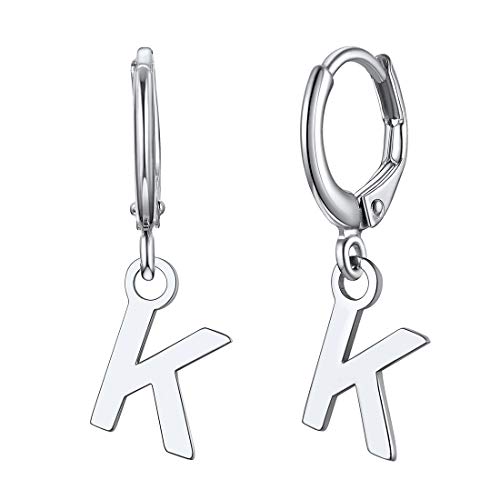 ChicSilver Frauen Ohrringe Damen Buchstabe Creolen Hoop Tropfen Ohrstecker mit Alphabet K Anhänger von ChicSilver