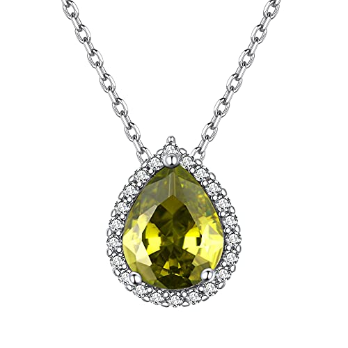 ChicSilver Halskette für Damen Mädchen Kette mit Tropfen Peridot Gebursstein Silber Kette für Verlorbung Hochzeit Party von ChicSilver