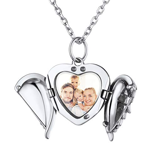 ChicSilver Herz Medaillon Anhänger zum Öffnen mit Flügel Personalisierter Herzanhänger mit Geschenkebox Wundebar Geschenke von ChicSilver