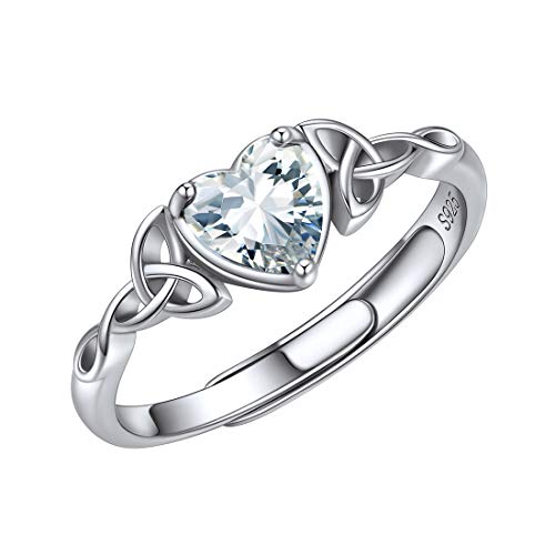 ChicSilver Keltischer Knot Silberring mit Zirkonia Einzigartieger Ring mit Herz Bling Diamant Verlorbungsring für Frauen Freundin von ChicSilver