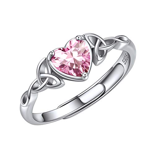 ChicSilver Keltischer Knot Silberring mit Zirkonia Einzigartieger Ring mit Herz Bling Verlorbungsring Turmalin für Frauen Freundin von ChicSilver