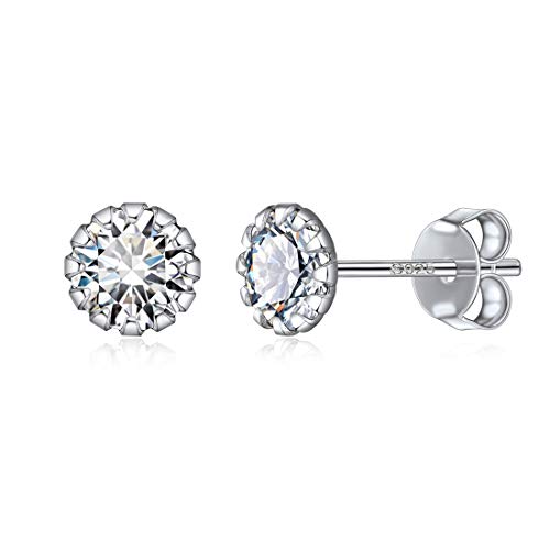 ChicSilver 925 Silber Geburtsstein Ohrstecker Kleine Birthstone Stud April Geburtstag Ohrringe für Mädchen minimalistischen Schmuck mit Edelsteinen Braut Geschenk von ChicSilver