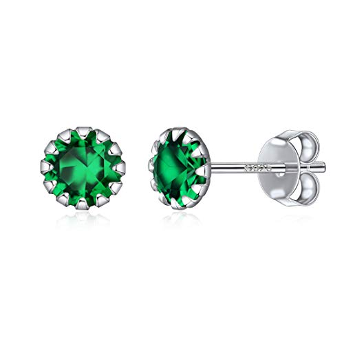 ChicSilver 925 Silber Geburtsstein Ohrstecker May simuliert smaragd königliche grüne steine ohrstecker winzige birthstone ohrringe für mädchen von ChicSilver