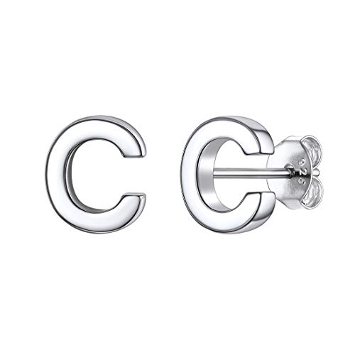 ChicSilver Initiale Ohrstecker aus 925er Sterling Silber Damen Buchstabe C Ohrstecker mit Geschenkebox für Sie und Ihre Geliebte von ChicSilver