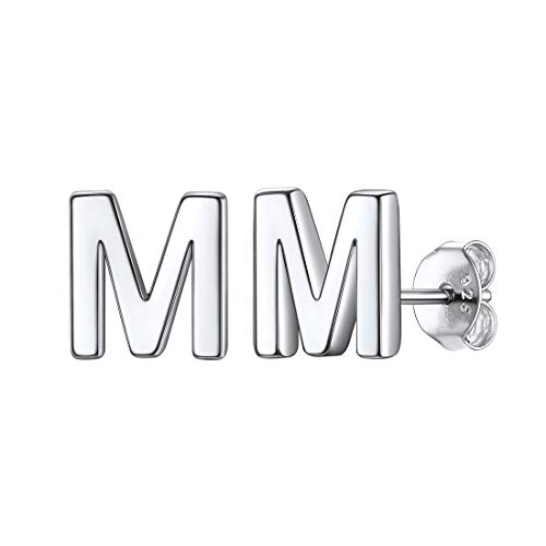 ChicSilver Initiale Ohrschmuck aus 925er Sterling Silber Buchstabe M Ohrhänger mit Schmuckbox für Damen und Herren von ChicSilver
