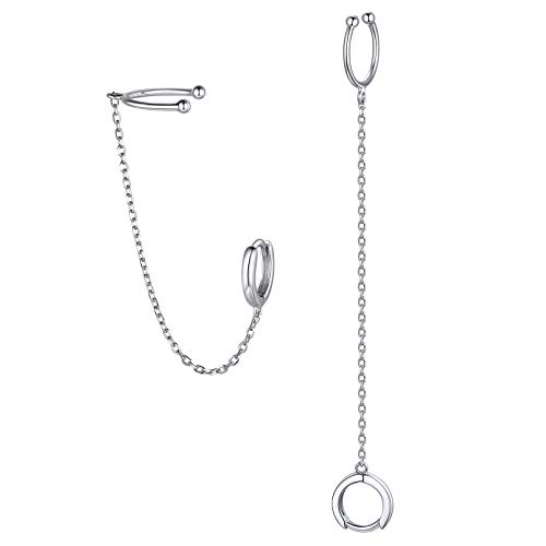 ChicSilver Knorpel Ohrringe mit Kette Creolen Ohrstecker mit Kette Sterling Silber Ohrringe Kette für Damen Freundin Mama von ChicSilver